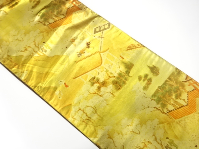 時代人物・風景模様織り出し　袋帯